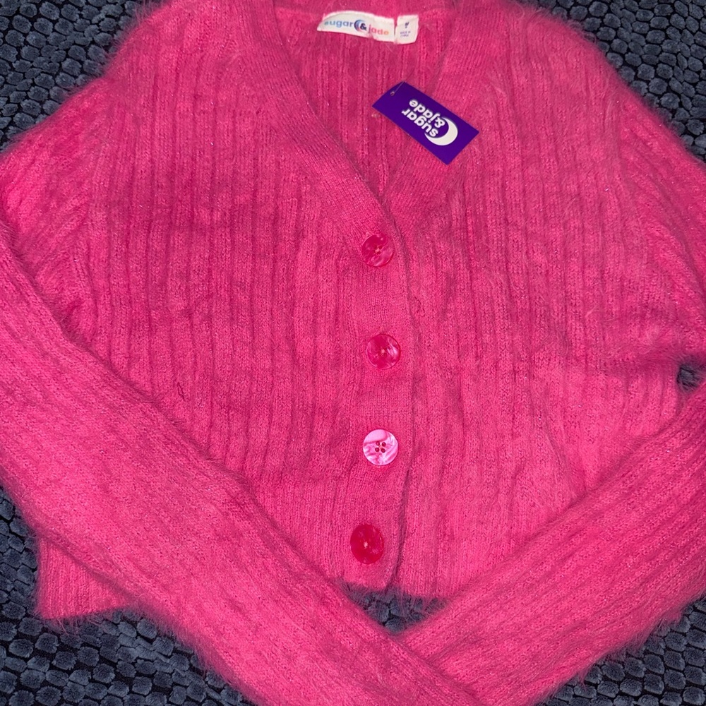 Sugar & Spice Kids Hot Pink Button-Front V-Neck Cardigan